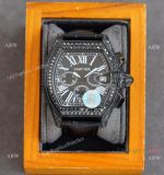 Iced Out Cartier Roadster All Black Watches Leather Strap